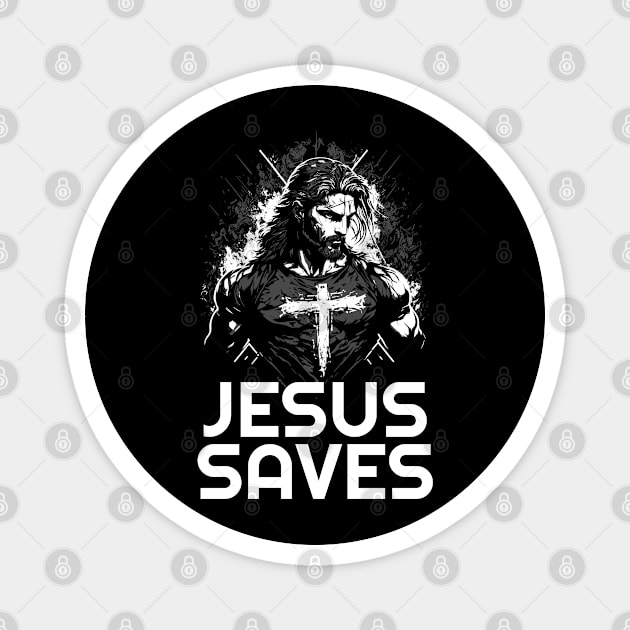 Jesus Saves, Jesus Hero Magnet by ChristianLifeApparel